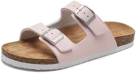 Torotto Kids Sandals Boys Girls Slide Summer Non-slip Cork Glitter Toddler Slippers with Adjustable Straps for Indoor & Outdoor(Pink-37)