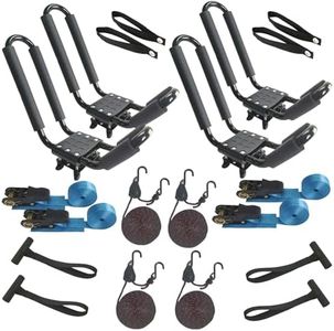 2 Pairs Kayak Rack Car Roof Top Crossbar-Easy to Carry Kayak Canoe Boat Surf Ski-Includes 4 Pcs Ratchet Tie-Mount