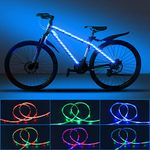 DANCRA Bike Lights LED Bicycle Frame Light for Night Riding, 2.62ft×2 Waterproof Strip Light Battery Powered with RGB Color, Bright Decoration Lights for Scooter,Trike,Bike Lighting Accessories