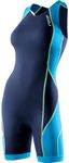 2XU Women's Comp Trisuit with Rear Zip,Navy/Bermuda Blue,Medium