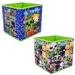 GAMER Officially Licensed Storage Boxes | 2 pack Foldable Storage Cubes Design | Perfect For Organising Children's Room, Kids Playroom (Minecraft Boom Design)