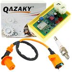 QAZAKY 6 Pins Adjustable DC CDI Ignition Coil Spark Plug Kit for 50cc-90cc 110cc 125cc 140cc 150cc 200cc 250cc Motorcycle ATV Quad Scooter Go Kart Moped Chopper Dune Buggy Pit Dirt Racing Bike Chinese