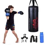 Goplus Punching Bag Set with Gloves, 22LBS/ 40LBS Filled Kick Boxing Bag, Rucksack, Jump Rope, Firm Hook, Heavy Bag for Kids Youth Adults MMA Training, Muay Thai, Krav MAGA, Taekwondo, Karate (22 LBS)