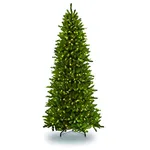 Puleo International 7.5 Foot Pre-Lit Slim Fraser Fir Artificial Christmas Tree with 500 Clear UL Listed Lights, Green