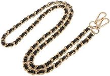 Prettyia Leather Purse Chain Strap Replacement for Crossbody, Clutch or Handbag – 120cm Long, with Lobster Clasp, lightweight and removable - Gold Black, as described