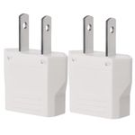 EU European to US/CA Plug Adapter-Type A, 2 Prong to 2 Prong Europe Outlet Travel Adapters Universal Power Jack Wall Plug Travel from Europe/Asia to USA/Canada (White, 2 Pack)