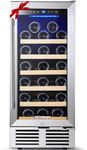 BODEGA 15 Inch Wine Cooler Under Counter, 31 Bottles Wine Fridge Refrigerator, with Double-Layer Glass Door, Temperature Memory and Digital Temperature Control, Built-in or Freestanding