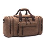 LOSMILE Large Travel Duffles,40L-50L Holdall Travel Bags Weekend Bag Overnight Bag Carry On Luggage. (Brown)
