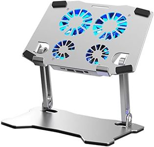 Nishiyuenyi Tablet Stand with Cooling Fan, Aluminum Alloy Foldable Adjustable Desk Riser, 4 USB Fans for up to 17.3 in Tablets