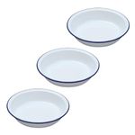 Falcon Enamel Shabby Chic Vintage Style Pie Dish - White with Blue Rim - Set of 3 (Round - 3 x 14cm)