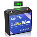 ZapLitho 12V 22Ah LiFePO4 Lithium Battery with 25A BMS, 281.6Wh Deep Cycle Grade A Cells, Lightweight Lithium Iron Phosphate Battery for Ham Radio, Fish Finder, Solar, Scooters, Power Wheels, Camper