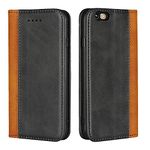 iCoverCase for iPhone 6 Case/iPhone 6s Case, Genuine Leather Premium Case,Calf Pattern [Strong Magnetic Holster] Shockproof Protective with Folio Flip Wallet Leather Case (Black)