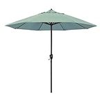 California Umbrella 9' Round Aluminum Market Umbrella, Crank Lift, Auto Tilt, Bronze Pole, Sunbrella Spa Fabric