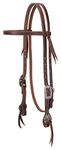 Weaver Leather 10-0640 Working Tack Straight Brow Band Headstall with Floral Hardware, Golden Chestnut