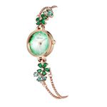 ORSGA Stainless Steel Watches For Women Fleur Bracelet Watch For Women Analog Wrist Ladies Watch Latest & Stylish Women Watches,Band Color-Rose Gold,Green Dial