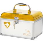 Glosen Medicine Box with Lock, Lockable Medication Box with Key, First Aid Box Medical Storage Lock Box [8.5 * 5.8 * 5.5 Inch] (Orange)