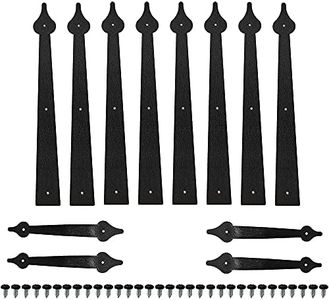 ZEKOO 12 pcs Steel Decorative Garage Door Hinges Handles Iron Hardware Kit Color Black (Not Magnetic)…