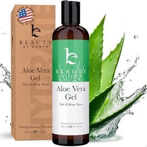 Beauty by Earth Aloe Vera Gel - USA Made with Natural & Organic Ingredients, Pure Aloe Vera Plant Gel for Face Mask, Hair & Skin with Vitamin C & E, Soothing and Cooling for After Sun Care