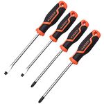 Harden Professional 4 Pcs Magnetic Screwdriver Set (Slotted 2Pcs, Phillips 2Pcs) - Magnetic Head, Made of CRV Steel, Non-Slip Handle 550394