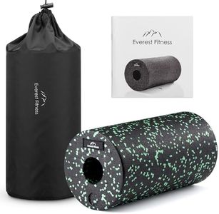 EVEREST FITNESS - Rullo massaggiante 30 cm, medio, con quaderno nero/verde, rullo professionale per schiena e colonna vertebrale, rullo in schiuma con borsa