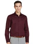 Arrow Men's Solid Full Sleeve Slim Fit Cutaway Collar Cotton Formal Shirt Maroon