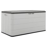 Horti Cubic Large Waterproof Patio Deck Box with Lockable Covers,All-Weather Resistant Container for Garden,Pool Accessories,Heavy-Duty HDPE Plastic,85 Gallon Elegant Storage Bench for Cushions(White)