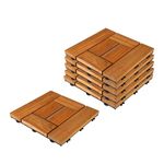 Sharpex Deck Tiles with Interlocking | 6 Piece Teak Wood Floor Decking Water Resistant Tile for Balcony, Terrace, Garden | Quick Flooring Solution for Indoor/Outdoor (Brown, 6 Piece)