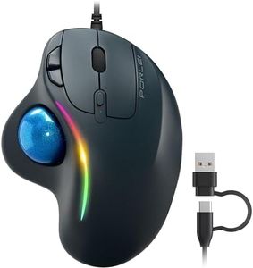 RGB Wired Trackball Mouse, Ergonomic Comfort Design Reduces Muscle Strain, Easy Thumb Control, Precision Tracking with 5 Adjustable DPI, Rollerball Mouse Compatible for PC, Laptop, Mac, Windows