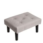 Jai Baba RI POSIS Works Rectangle Ottoman,Velvet Soft Footrest Ottoman with Wood Legs,Sofa Footrest Extra Seating for Living Room Small Stool for Living Room Couch Pets (Grey)