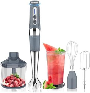 Cordless Hand Blender: 4-in-1 USB Rechargeable Immersion Blender, 21 Variable Speeds & 3-Angle Adjustable with 700ml Chopper, 700ml Beaker, Egg Whisk and Beater for Smoothies, Soup, Baby Food (Grey)