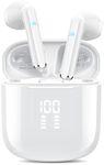 Wireless Earbuds, Mini Bluetooth 5.3 Headphones HiFi Stereo, 4 ENC Noise Cancelling Mic Wireless Earphones 25H Playtime, Touch Control, IPX7 Waterproof in Ear Wireless Headphones White