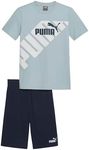 PUMA Boys' 2 Piece Cotton Jersey SS Tee & Poly Mesh Short Set, Turquoise Aqua, Small