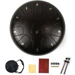 Essenza 11 Notes 8 Inch Brown Alloy Steel Tongue Drum - Perfect Percussion Musical Instrument for Kids and Adults - Handpan Drum for Meditation, Yoga - Includes Mallets, Finger Picks & Travel Bag