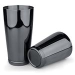 Stainless Steel Boston Shaker - 2-Piece 18oz & 28oz Professional Bartender Cocktail Shaker Bartender Shaker Kit (Black)