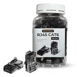 Spetstech RJ45 Connectors 100-Pack Cat 6 PASS - Through Connectors (Cat 6 Ends / Cat6 Plugs / RJ45 Modular Plugs/Ethernet Connectors) for Solid or Stranded UTP Ethernet Cables (100, Black)