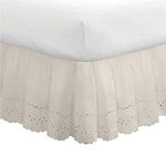 Fresh Ideas Bedding Eyelet Ruffled Bedskirt, Classic 14” Drop Length, Gathered Styling, Queen, Ivory