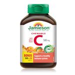 Jamieson Chewable Vitamin C 500 mg - White Juicy Peach Flavour, 120 Count (Pack of 1)