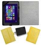 Acm Leather Flip Flap Case Compatible with Dell Venue 8 Pro 3000 Series Tablet Cover Magnetic Closure Stand Yellow