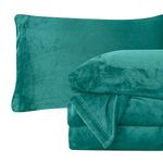 Elegant Comfort Luxuriously Soft 4-Piece Velvet Plush Flannel Sheet Set - Premium Quality - Cozy Warm, Anti-Static, Non Pilling Fuzzy Velvet Flannel Fleece Deep Pocket Sheet Set - Queen, Turquoise