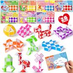 Valentines Day Cards for Kids, 28 Packs Valentine’s Greeting Cards with Snake Cubes Twist Toys, Perfect Valentines Party Favors for Kids Boys Girls, Ideal Kids Exchange Cards for School Classroom