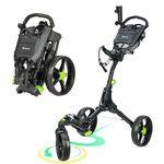 XDriveMax GC03 360 Rotating 3 Wheel Golf Push Cart Foldable Golf Pull Cart for Golf Clubs,Carries Umbrella Stand and Premium Storage