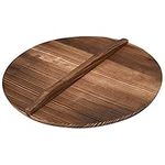 Nourished Essentials Wok Pan Wooden Lid - Cooking Pot Wood Cover - Enhance Your Cooking Experience with Versatile and Durable Pan Lid - Kitchen Accessory - Brown - 1.6''x14''x14''