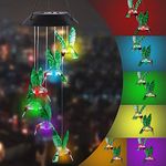 Solar Wind Chimes,Solar Energy Solar Hummingbird Wind Chime Color Changing Solar Mobile Wind Chime Outdoor Mobile Hanging Patio Light(Hummingbird)