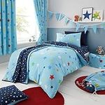 Happy Linen Company Girls Boys Kids Multi Stars Blue Single Reversible Duvet Cover Bedding Set