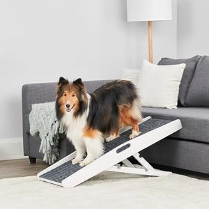 Carlson 39.5" Indoor Pet Ramp, White, Collapsible, Adjustable Height, Includes Handles, Non-Slip Carpet, and Rubber Feet