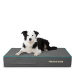 The Dog’s Bed Orthopaedic Dog Bed Large Grey with Blue Piping 101x64x15cm, Waterproof Memory Foam Dog Bed