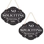 NBEADS No Soliciting Sign, Natural Wood Hanging Plaque No Soliciting Rustic Farmhouse Sign Funny Personalized Decor Signs for Home House Front Door Wall, 28x21.7 cm