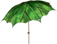 AKTIVE Leaf Beach Umbrella, 200 cm, Photorealistic Design, Steel Mast, Tilt and Height Adjustable, Polyester Fabric, UV40 Protection, Large Umbrellas, Carrying Case Handle (62326), verde