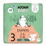 Muumi Baby Eco Nappies Size 3, 5-8 kg (11-17 lbs), 48 Sensitive Premium Diapers | CO2 Neutral | Soft and Skin Friendly, No Unnecessary Chemicals |