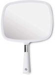 Mirrorvana Large Hand Mirror with Comfy Handle - Handheld Haircut Mirror for Barber Shop, Salon, Face Makeup and Hairdressing (White)